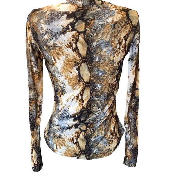 Snakeskin Print Mesh Sheer Long Sleeve Top Karen Kane Small - Picture 3 of 4